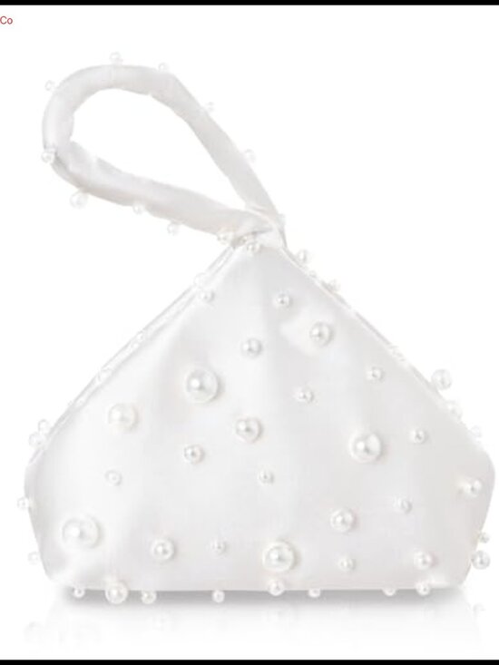Handbags - Pearl Satin Evening Bag Triangle Clutch Purse Formal Party
